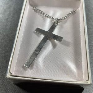 Stainless Steel Silver Cross Religious Necklace